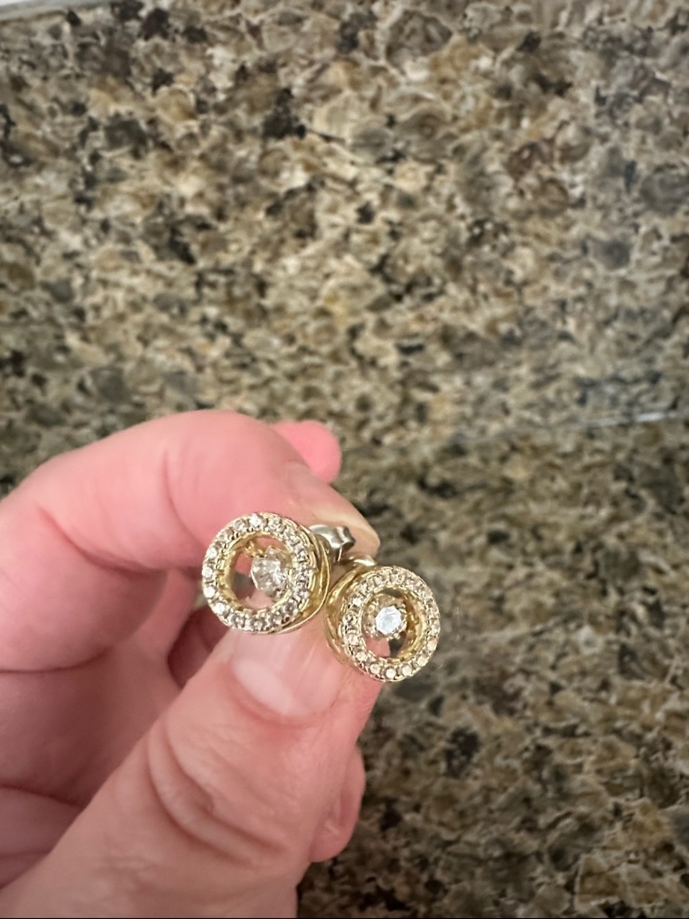 Gold dancing diamond stud earrings